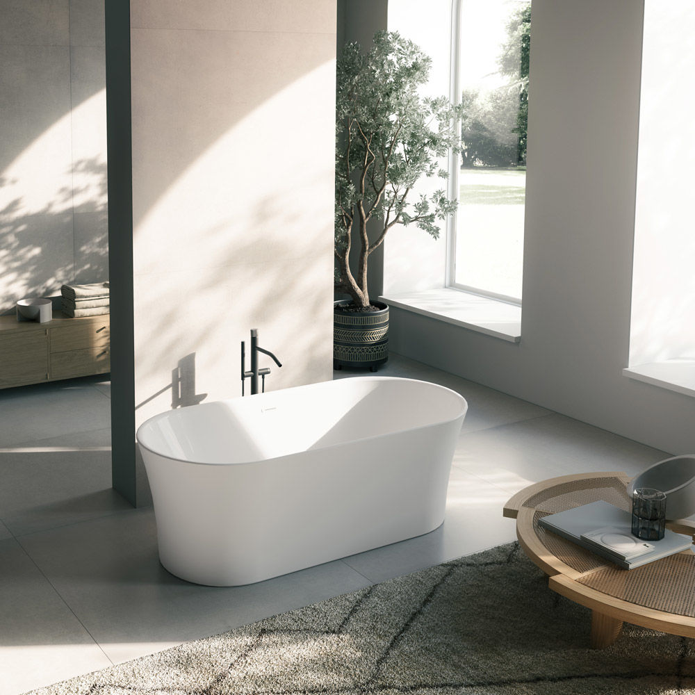 baignoire acrylique design moderne blanc brillant verre panay