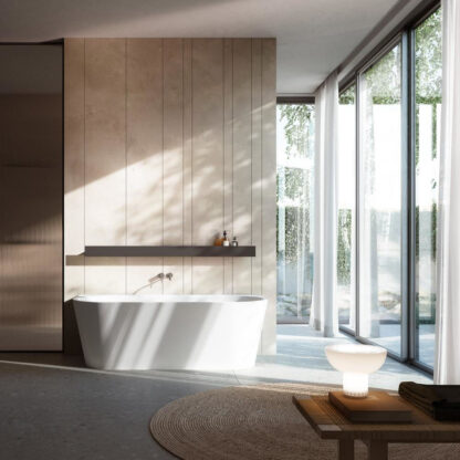 vasca da bagno design acrilico bianco opaco centro parete meilin glass