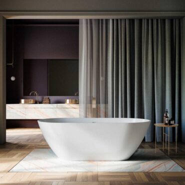 vasca da bagno design moderno freestanding mineralite bianco plum glass