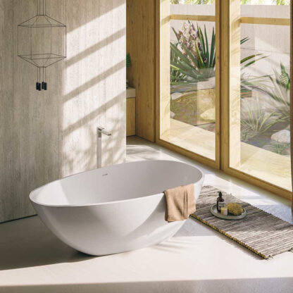 vasca da bagno freestanding bianca mineralite chloe glass