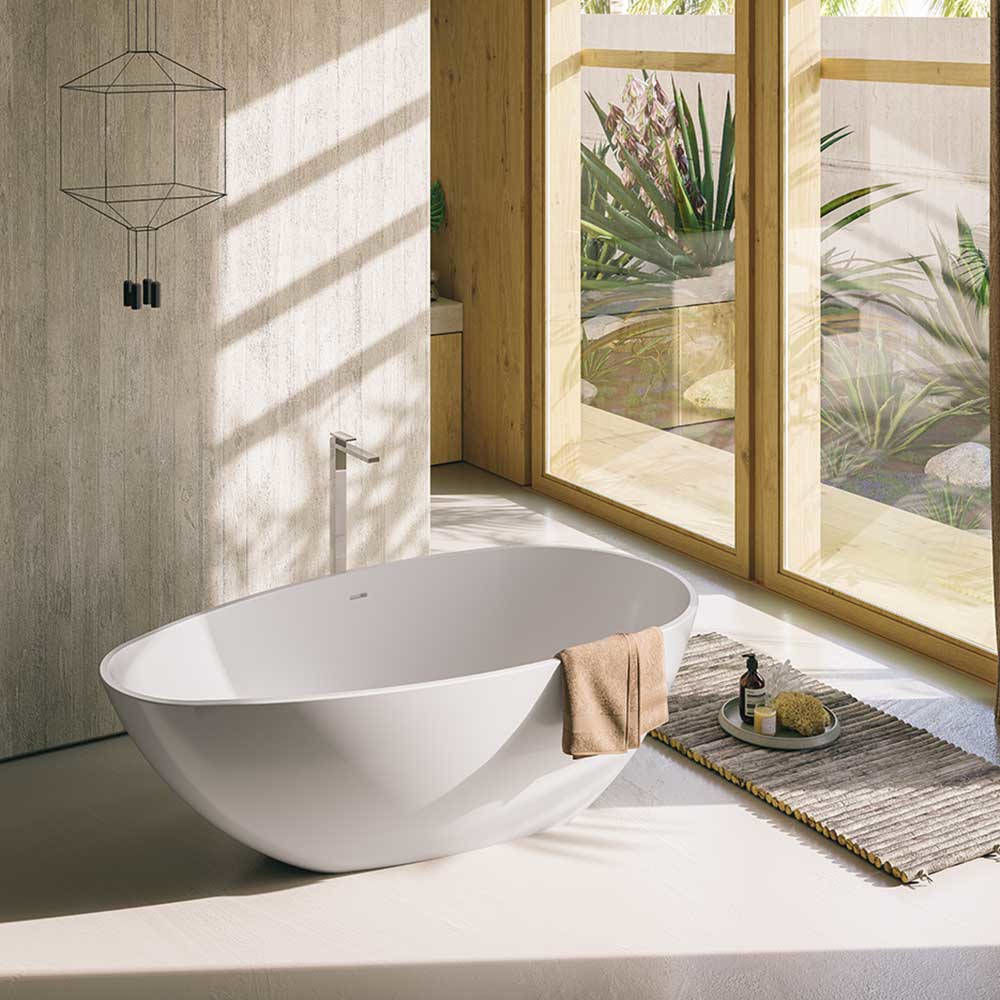 vasca da bagno freestanding bianca mineralite chloe glass