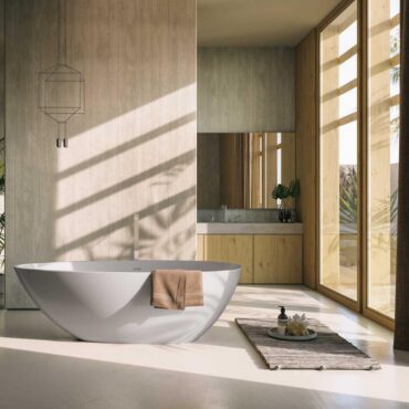 vasca da bagno freestanding bianca mineralite design moderno chloe glass