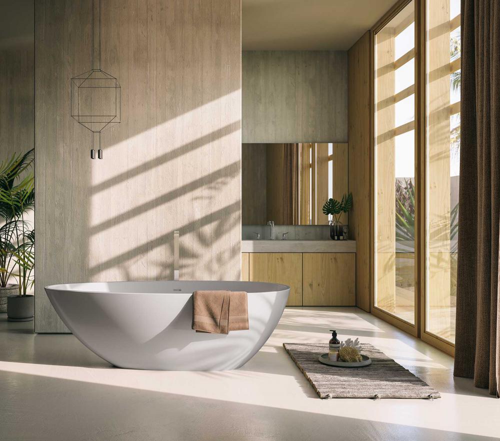 vasca da bagno freestanding bianca mineralite design moderno chloe glass