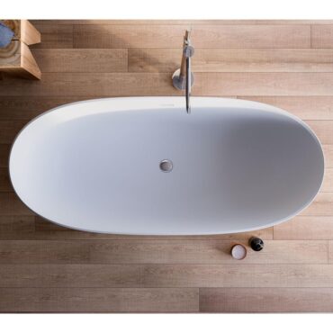 vasca da bagno freestanding design hardlite bianca piletta dettaglio bloom glass