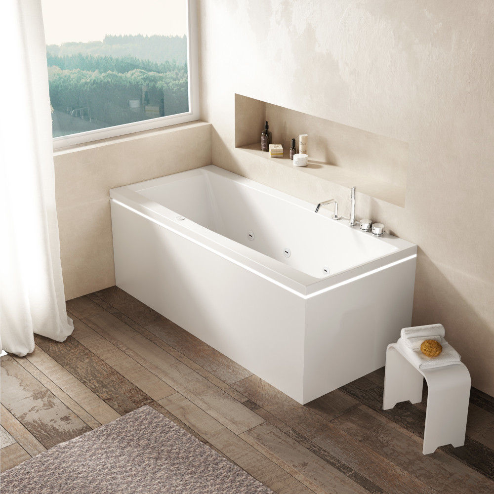 Weiße Acryl-Wand-Whirlwanne skyfall bath glass