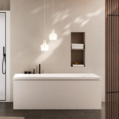 vasca idromassaggio a parete acrilico bianco opaco skyfall bath glass