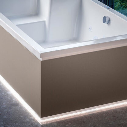 vasca idromassaggio acrilico pannellatura dettaglio freestanding nubea 185 glass