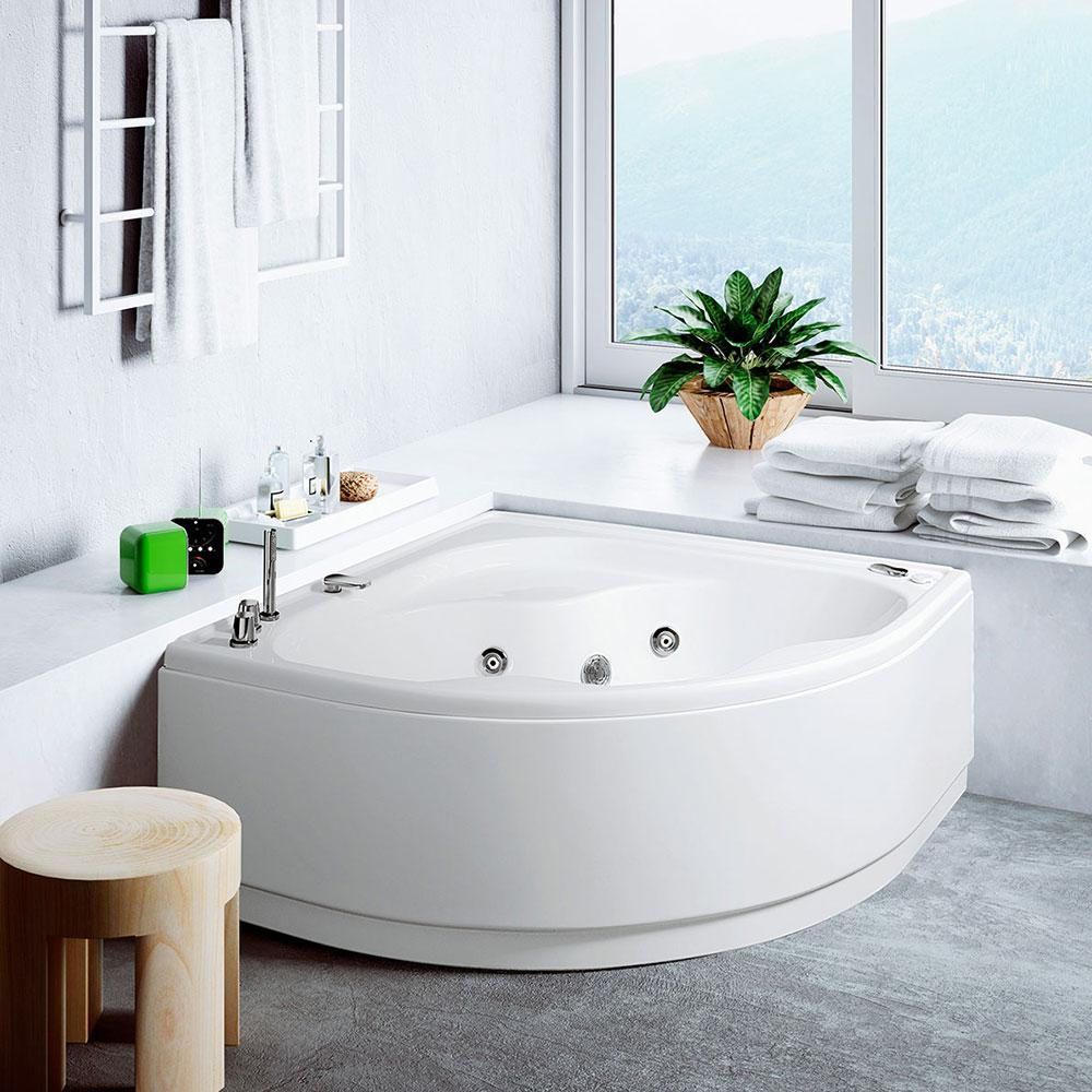white lis glass acrylic chromotherapy corner whirlpool tub