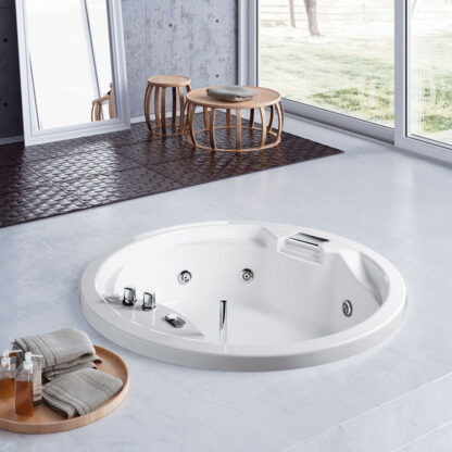 vasca idromassaggio da incasso acrilico rotonda bianca lis 150 glass