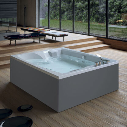 vasca idromassaggio freestanding bianca combi d pannelli linea duo glass
