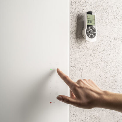 termoarredo elettrico a piastra design vetro bianco telecomando move on plus graziano