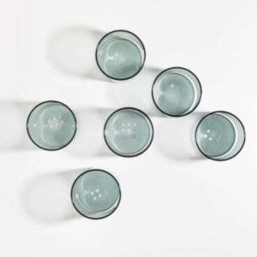 set 6 bicchieri vetro dettaglio verde riflessi geelli