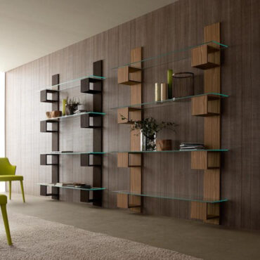 libreria living legno vetro design infinity compar