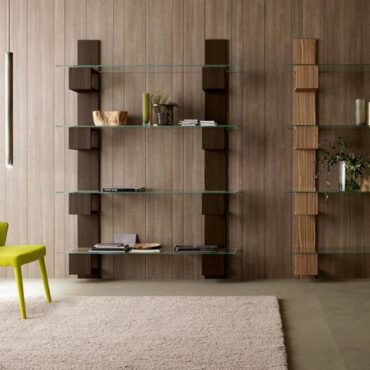 libreria living legno vetro temperato design infinity compar
