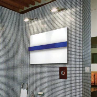 scaldaslaviette idraulico a piastra bianco blu geometrica quadro brem