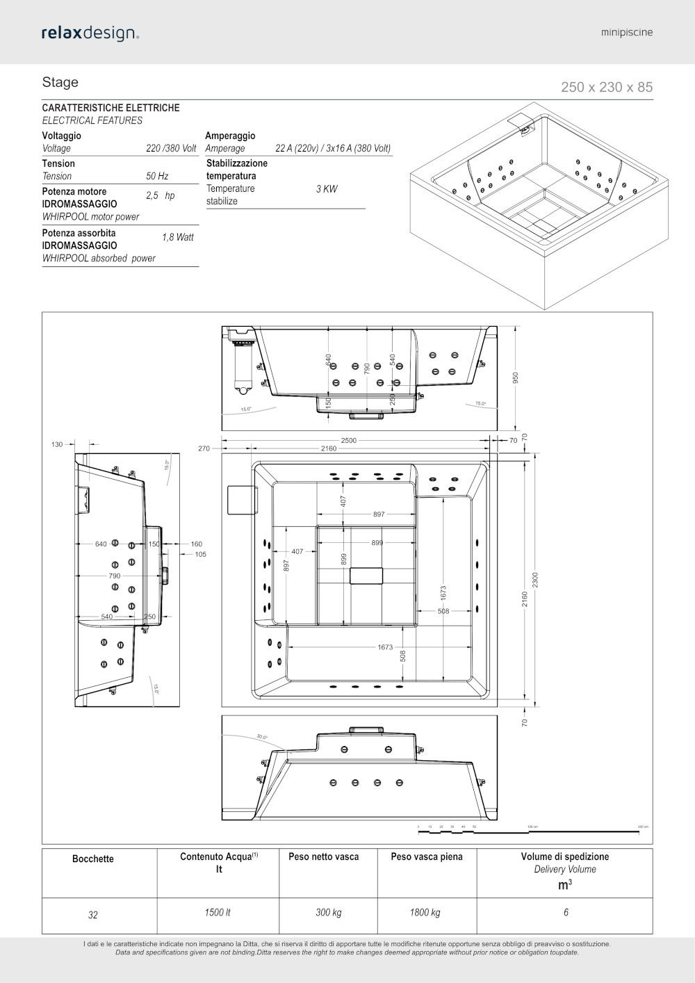 datenblatt stage 250 relax design spa