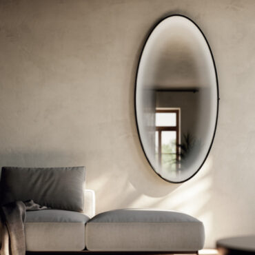 specchio telaio nero ghost mirror interrutore touche foggy elliptical vanità e casa