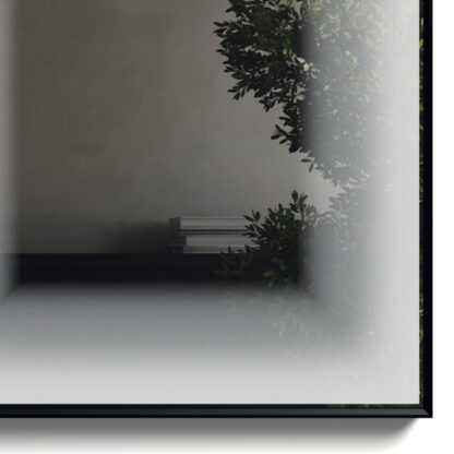 specchio telaio nero ghost mirror luci led dettaglio foggy rectangular vanità e casa