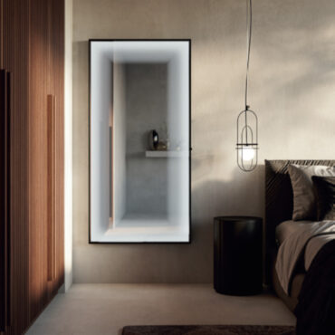 specchio telaio nero ghost mirror luci led foggy rectangular vanità e casa